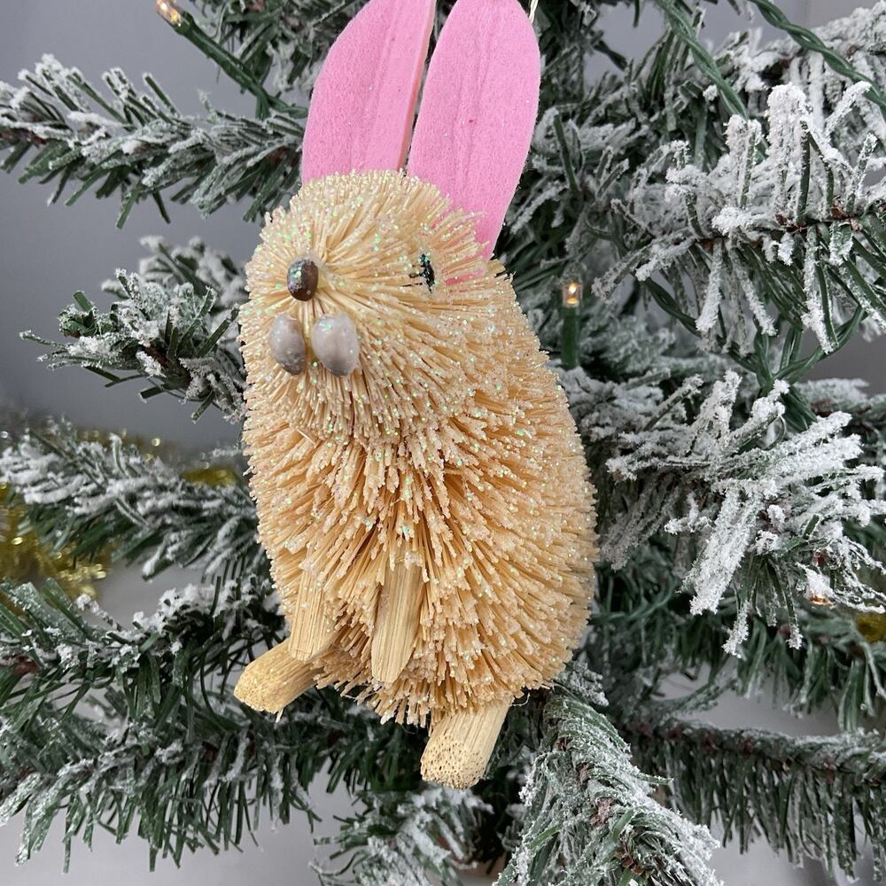 Christmas Tree Ornament-Cute Wooden Sparkling Rabbit -The Bridge Collection